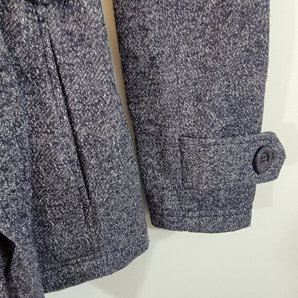 Ambiance Pea Coat Jacket Gray Blue Tweed Button Closure Belted Womens Small - Picture 3 of 8